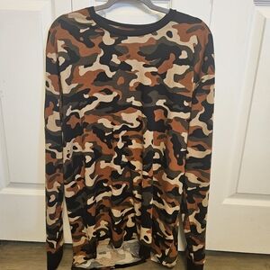 LuLaRoe Women's Long Sleeve Camo Top in Brown & Black